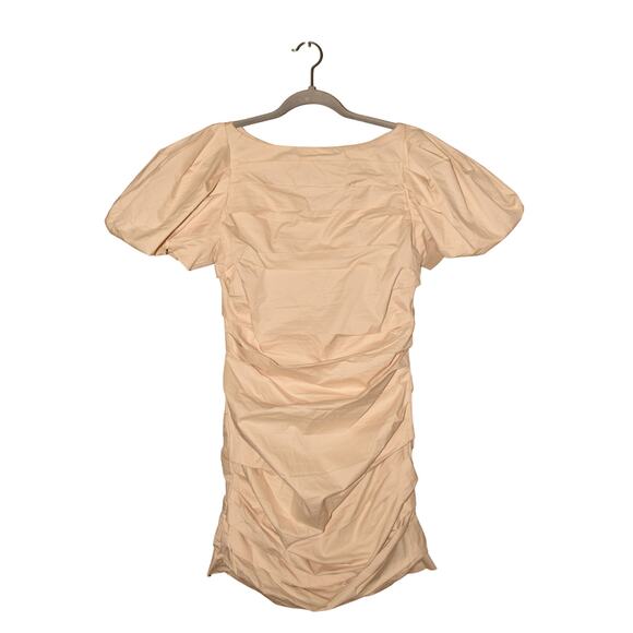 ENDLESS ROSE NEW $100 Cream Ruched Short Puff‎ Sleeve Mini Dress Small - Picture 3 of 5
